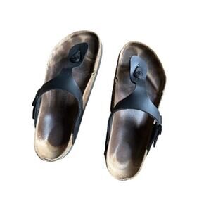Birkenstock Sandals Gizeh Thong Black Worn Used Size 39 8 US Casual Summer